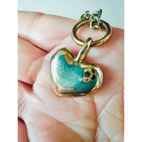 Vintage Made in Korea Puffy Heart Toggle Bracelet 90s Y2K Gold Silver Tone - Picture 7 of 9